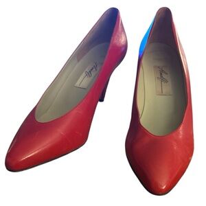 Amalfi Monica Italian Vintage Red Leather Classic Pointed-Toe Pump Heel 9B